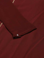 FIORRA Women's Maroon Poly Crepe Straight Kurta Pant With Dupatta