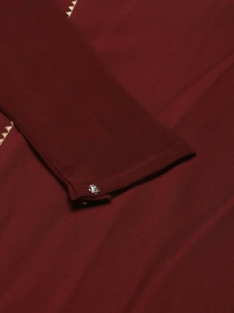 FIORRA Women's Maroon Poly Crepe Straight Kurta Pant With Dupatta