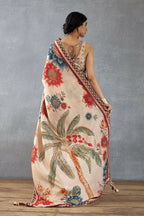 Beige Bright Moss Designer Digital Printed Party Wear Saree - Be Verly