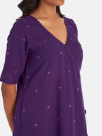 Suta Women's Purple Geometric Fit and Flare Dress - Distacart