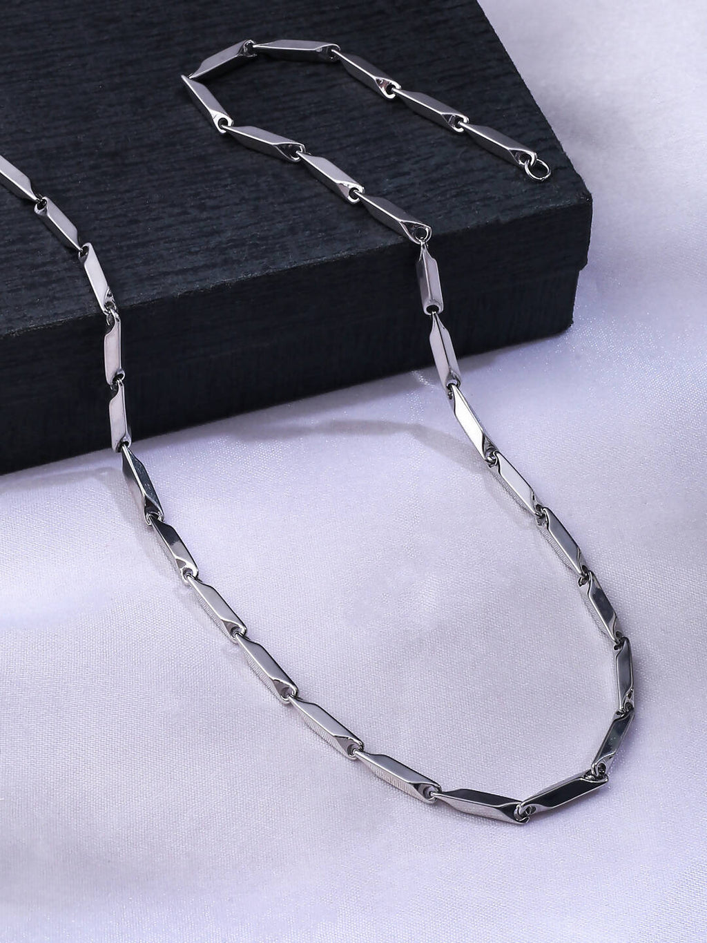 NVR Men Rhodium-Plated Stainless Steel Bohemian Chain