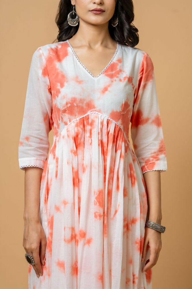 Joban Fashion Peach Tie & Dye Kurta Pant Set - Distacart