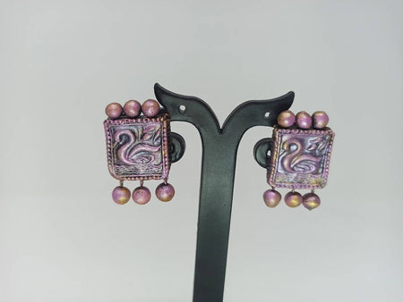 Terracotta Beautiful Swan Studs-Lavender