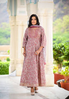 Yufta Women Maroon Printed Kurta with Palazzo and Dupatta
