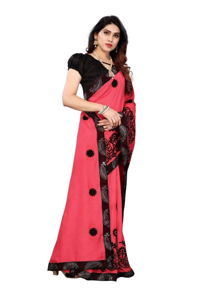 Vamika Pink Dola Silk Embroidery Saree
