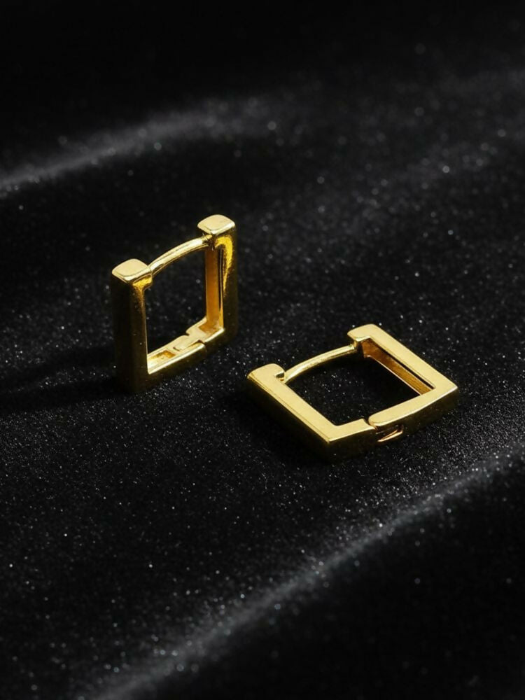 NVR Men's Gold Plated Geomatric Shaped Hoop Earrings - Distacart