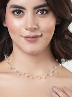 NVR Women's Gold-Polished Chain Transparent Beads Necklace