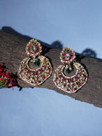 Kundan Chand Earrings (Gold) - Ruby Raang - Distacart
