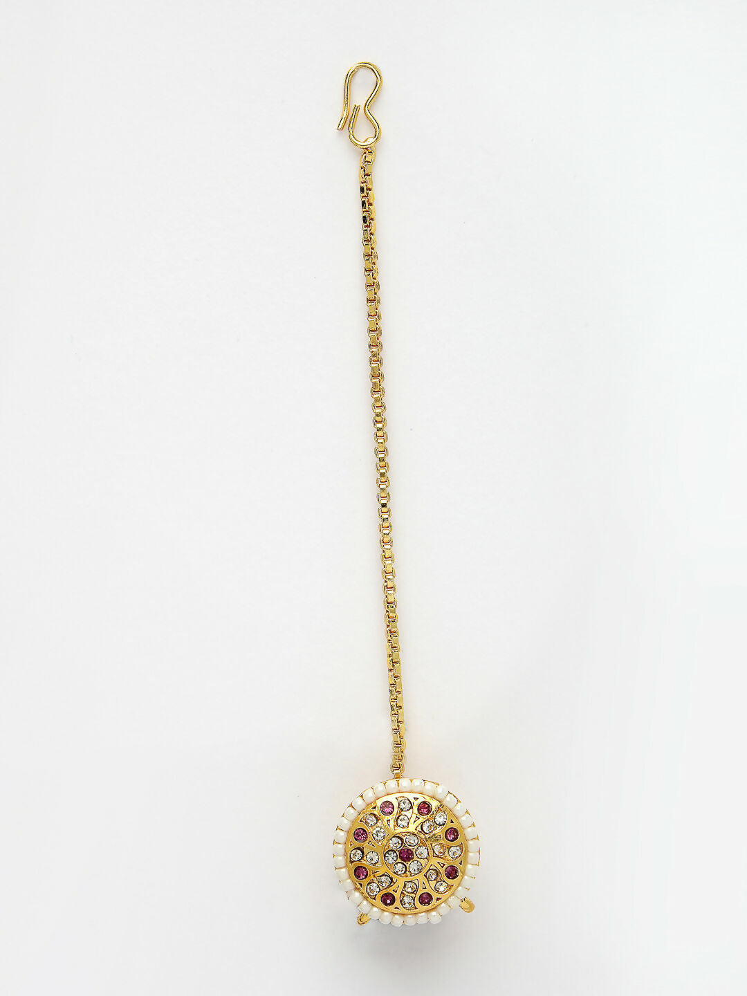NVR Women's Gold-Polished CZ Stone-Studded Borla Maang Tikka - Distacart