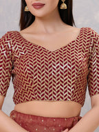 Joban Fashion Women Silk Maroon Stitched Blouse