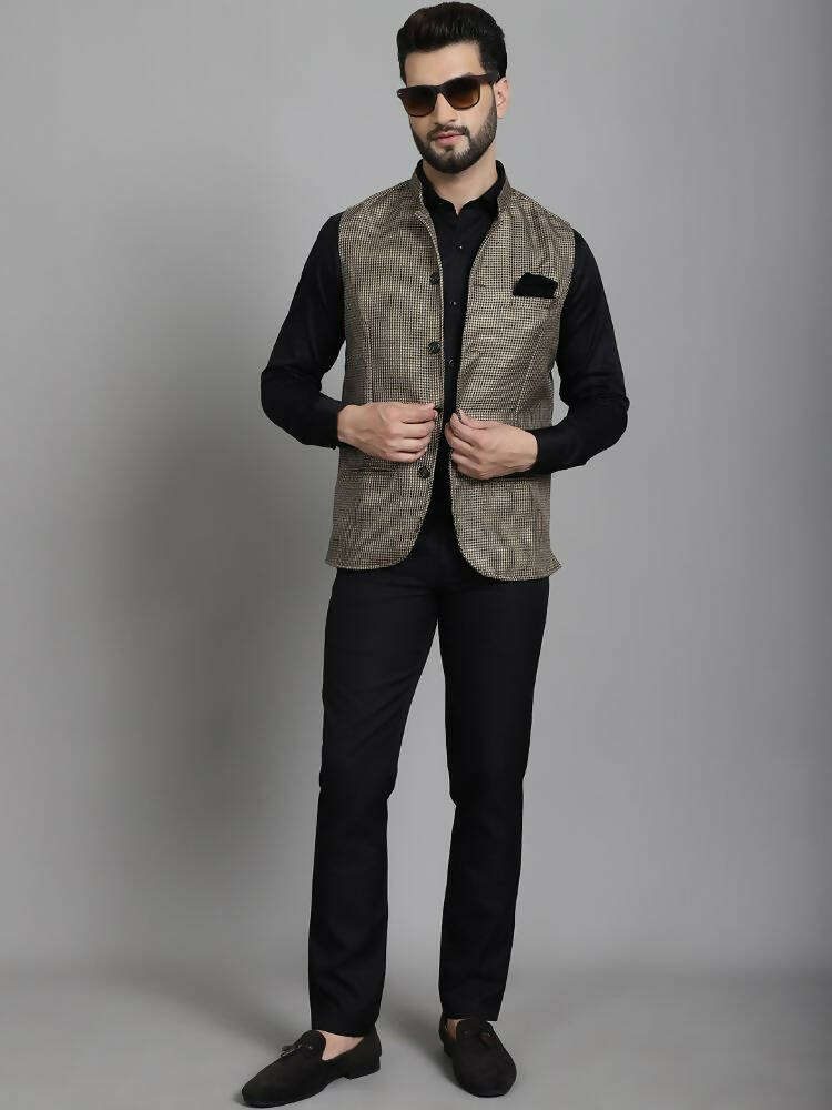 Even Apparels Nehru Jacket With Welt Pockets - Beige
