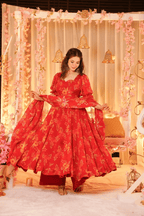 Aayaa Designer Printed Tebby Silk Suit - Multi Color