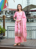 Joban Fashion Pink Position Digital Print With Position Foil Kurta Set - Distacart