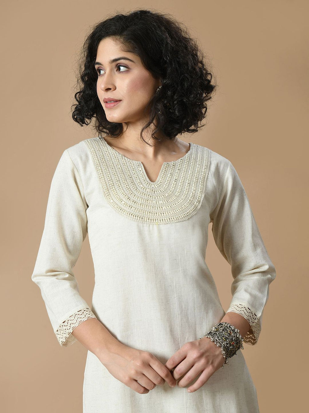 Sangria Sequined Pure Cotton A-Line Kurta