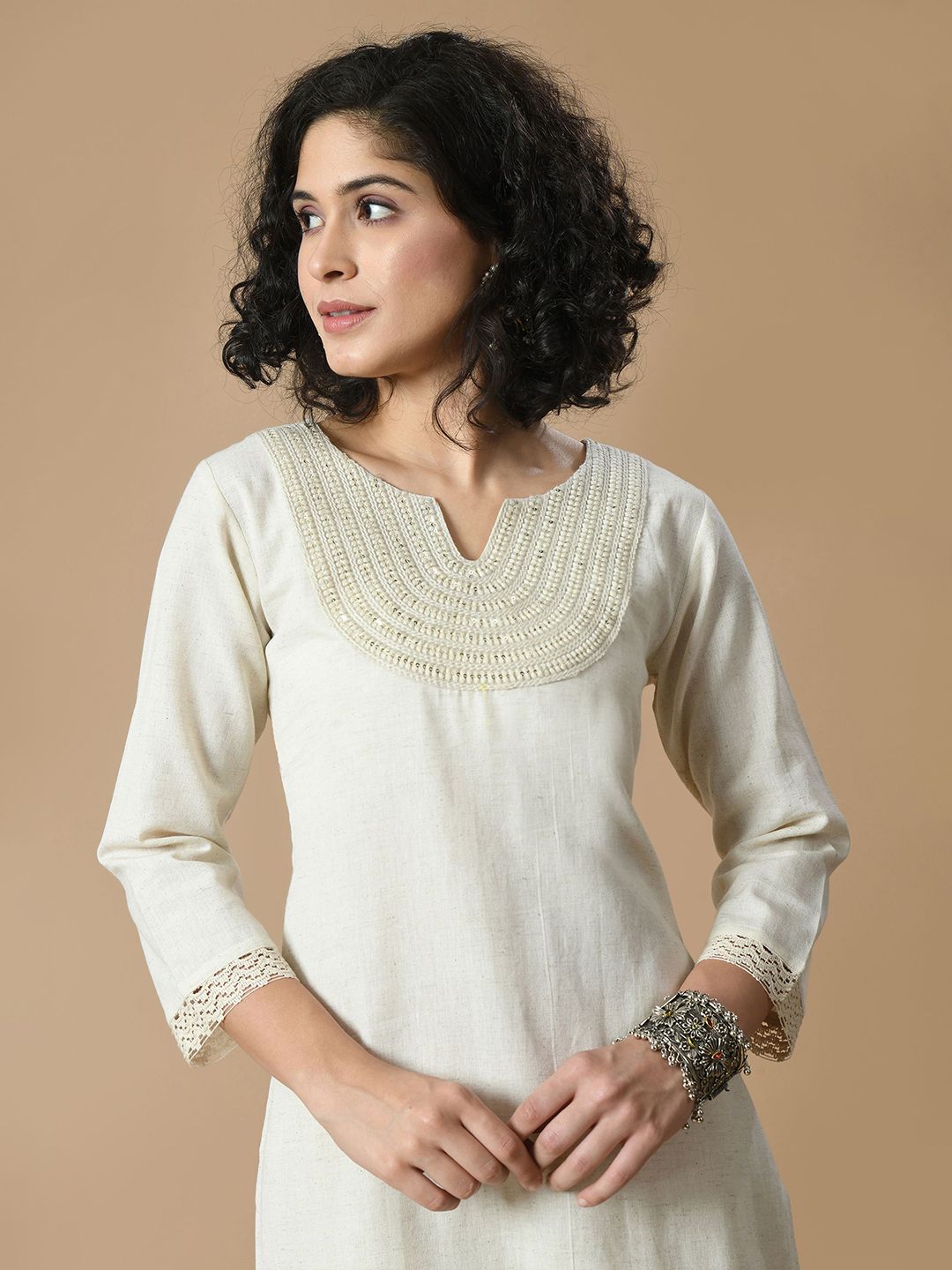 Sangria Sequined Pure Cotton A-Line Kurta