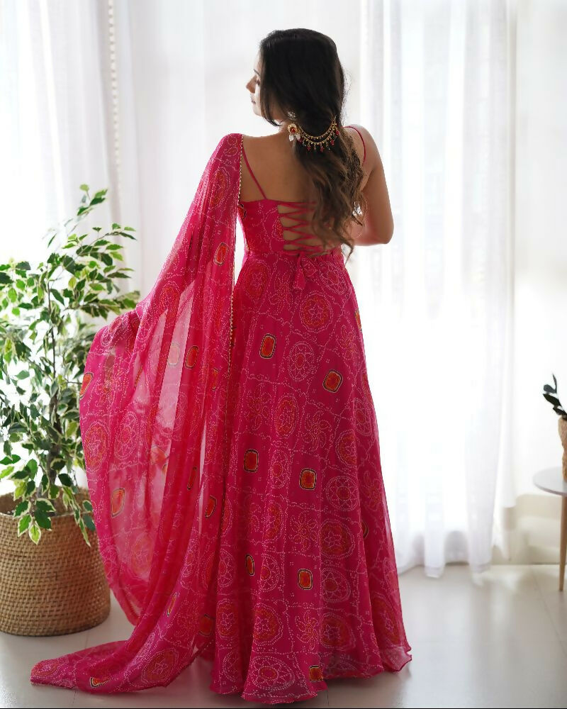 Joban Fashion Pink Kurta Set Chiffon Sequin Embroidery Work - Distacart