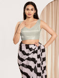 Joban Fashion Silver Mulberry Silk Padded Blouse With Sweetheart Neck Sleeveless - Distacart