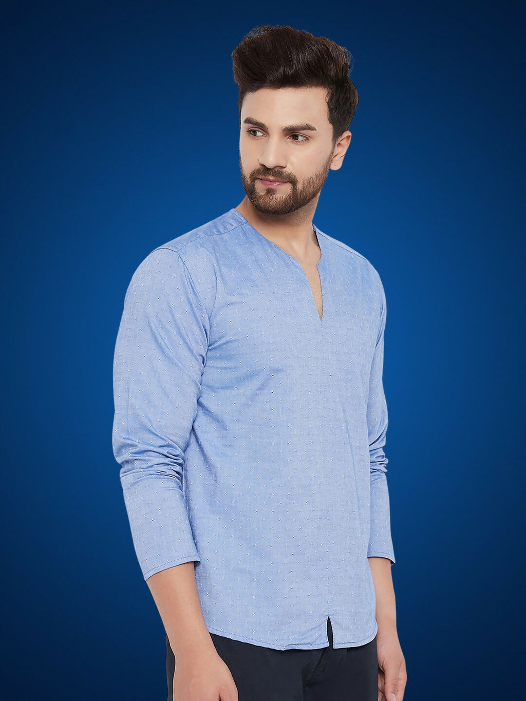 Even Apparels Men's Pure Cotton Blue Kurta