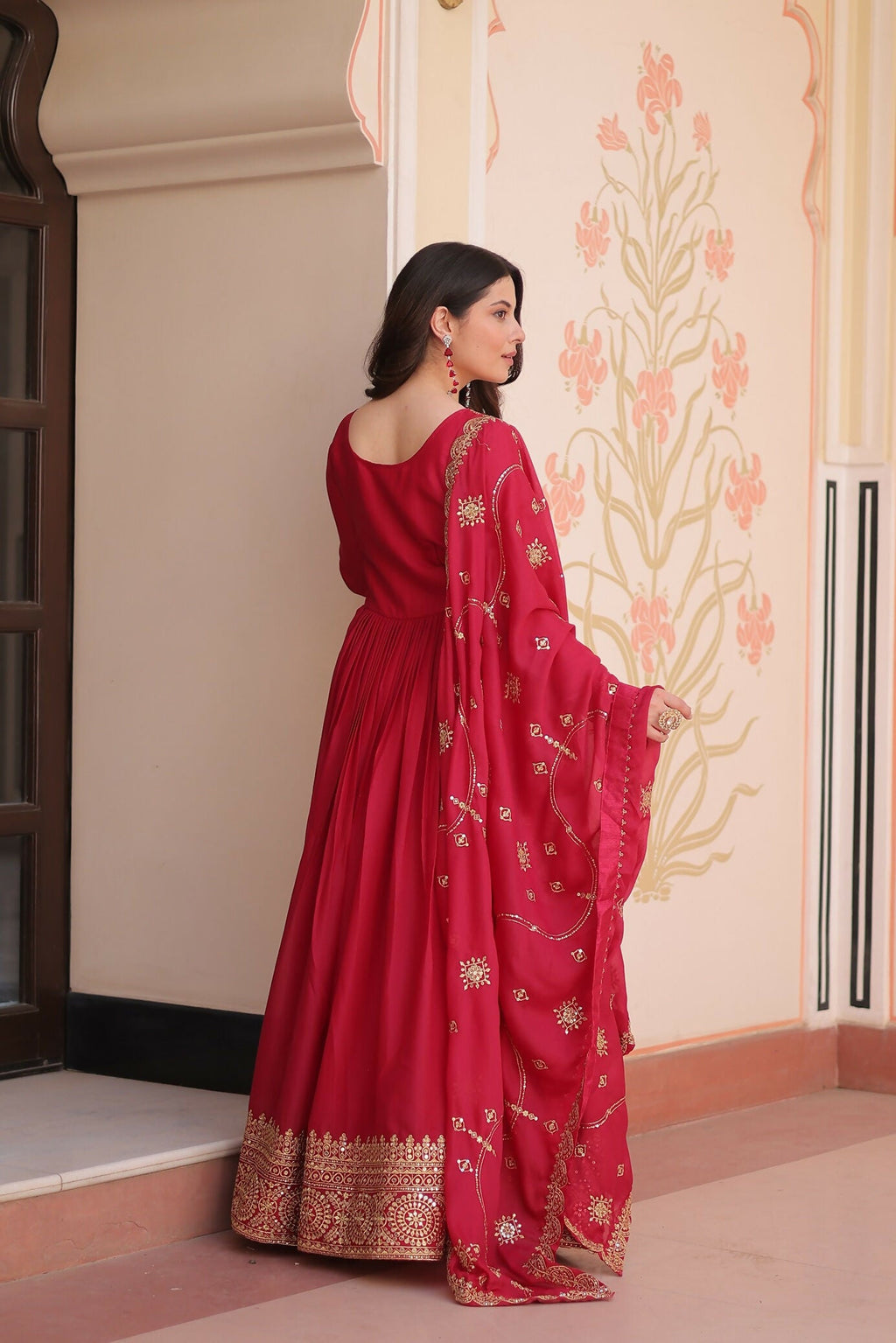 Joban Fashion Pink Georgette Sequence Embroidery Work Kurta Set - Distacart