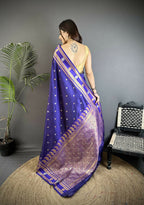 Joban Fashion Navy Blue Banarasi Soft Silk Woven Saree - Distacart