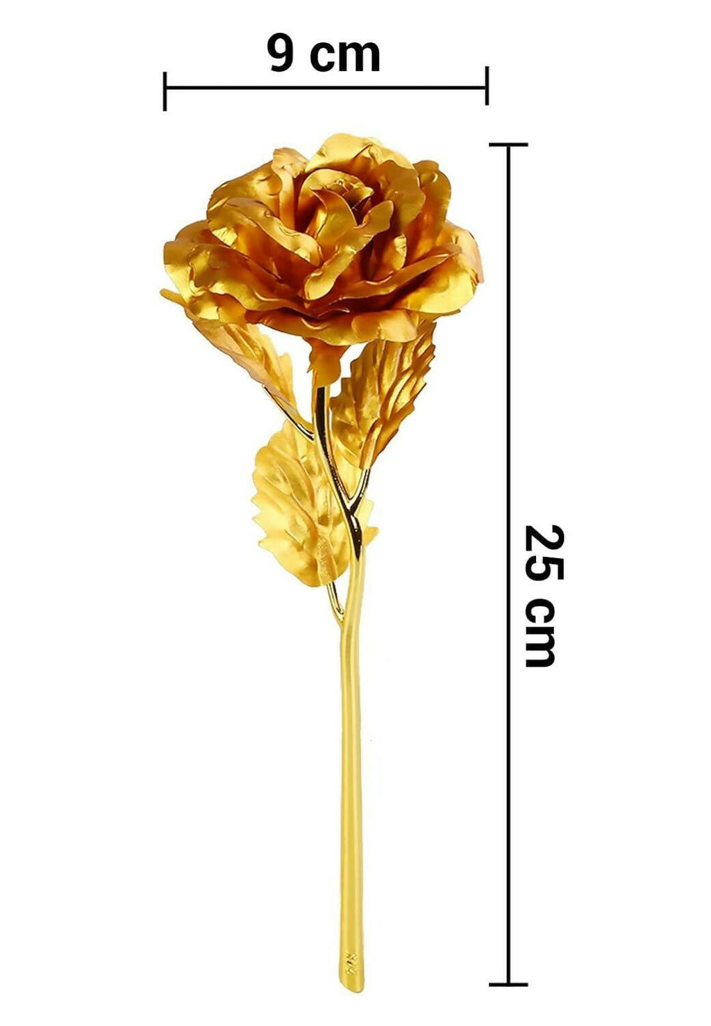 Tied Ribbons Gold-Polished Artificial Rose Flower With Box - Valentine's Day Gifts