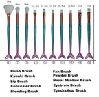 Favon Pack of 10 Professional Mermaid Shaped Makeup Brushes