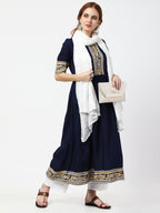 Cheera Embellished Party Wear Anarkali Dress - Navy Blue