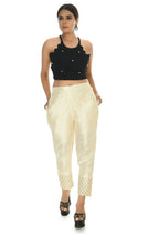 Mominos Fashion Moeza Silk Off White Color Pant