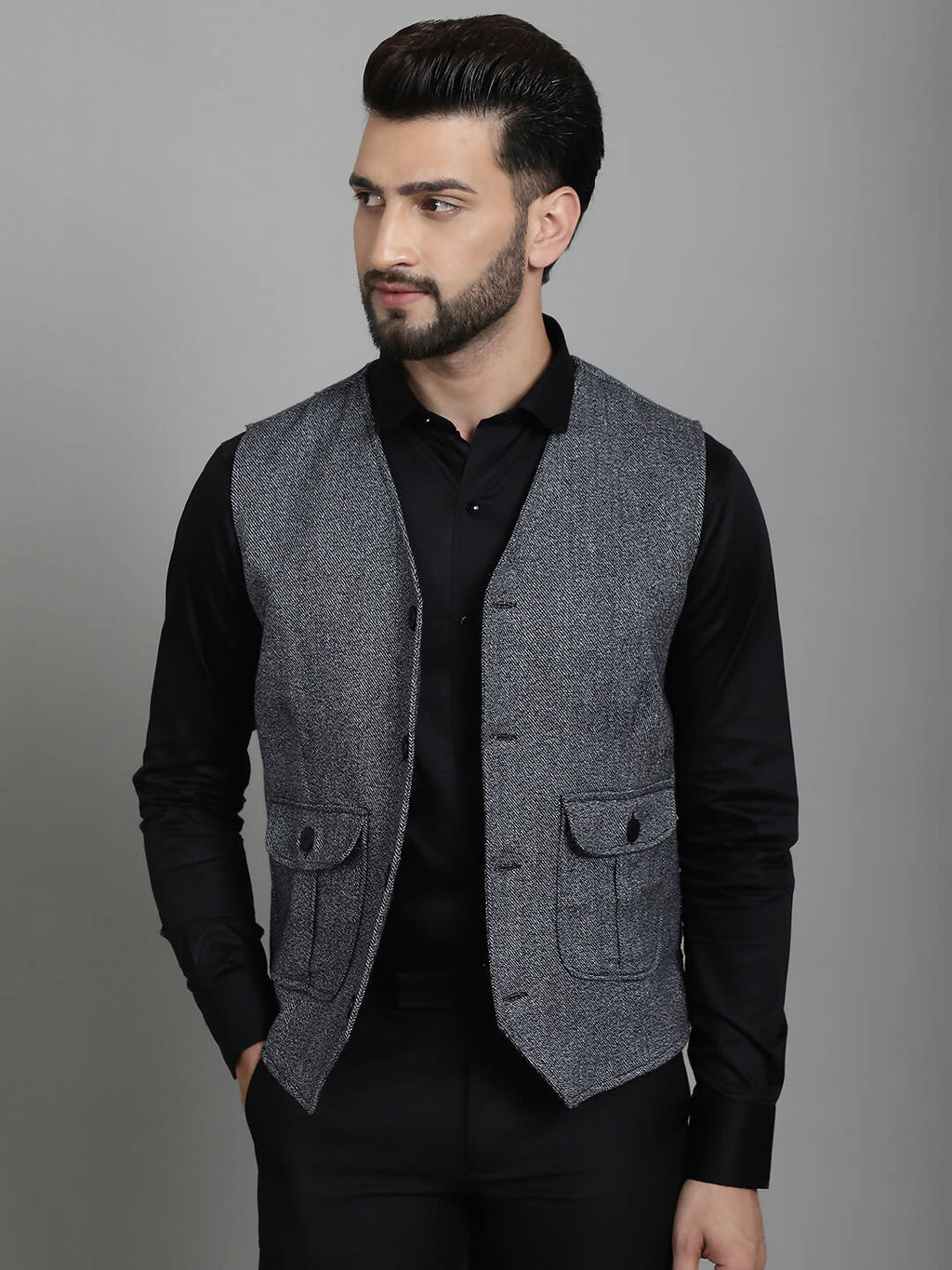 Even Apparels Solid Waistcoat - Grey