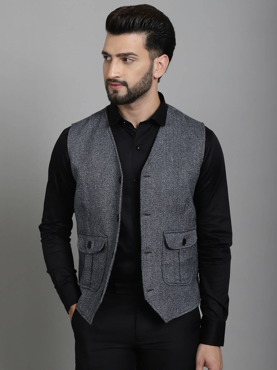 Even Apparels Solid Waistcoat - Grey