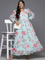 Ahalyaa Women's Traditional wear Ethnic Dress - Blue - Distacart