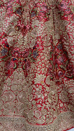 Jyoti Fashion Women's Red Silk Fancy Dori & Sequins Multi Thread Embroidered with Diamond Work Wedding Lehenga Choli