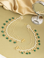 Ruby Raang Green Emerald Gold Plated Kaan Chain