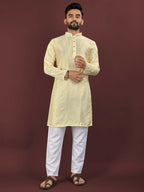 Anaita Yellow Embroidered Silk Straight Kurta