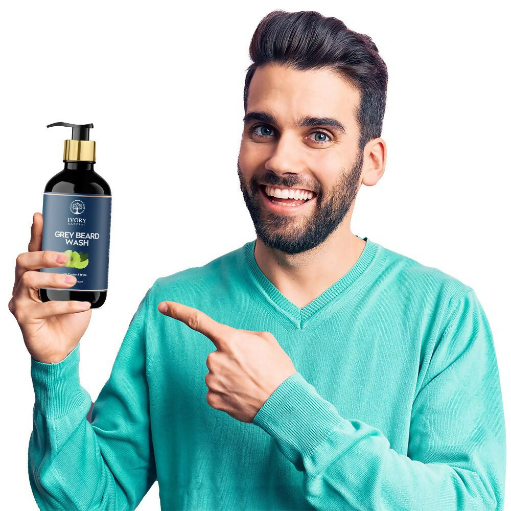 Ivory Natural Grey Beard Combo (Serum + Beard Wash) For Early Graying Beard - Distacart