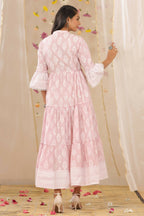 Juniper Womens Lavender Cambric Printed Tiered Dress With Flared Sleeve - Distacart