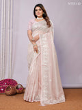 Pink Silk Embroidered Saree With Unstitched Blouse - Nimaya Kaksha