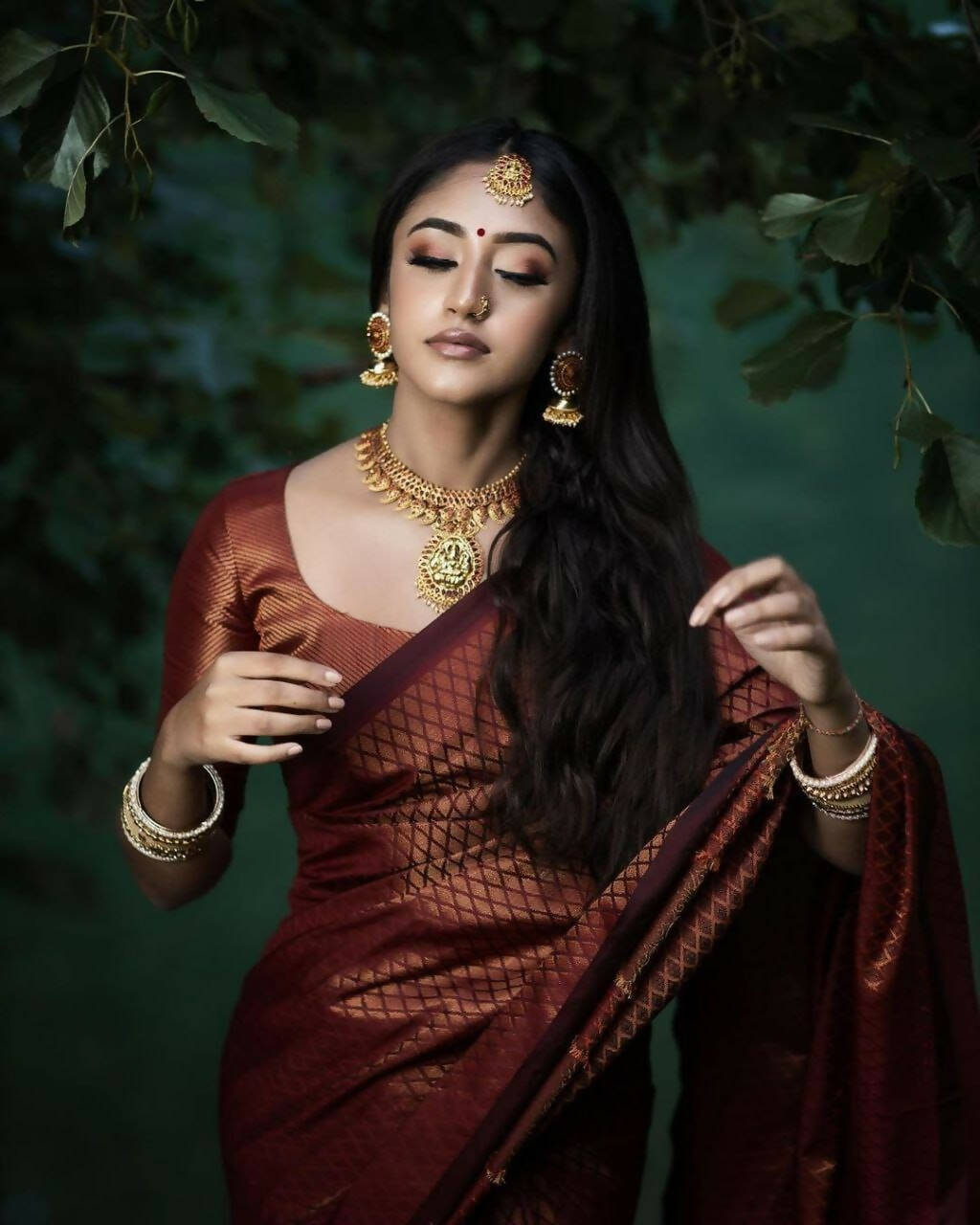 DEIANA'S Beautiful Designer Golden zari Soft Lichi Silk Saree - Brown