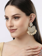 NVR Women Gold-Plated Kundan Chandbali Earrings - Distacart