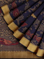 Mimosa Women's Kanchipuram Art Silk Navy Blue Saree - Distacart