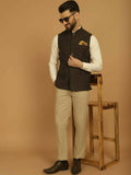 Even Apparels Pure Wool Nehru Jacket - Brown