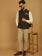 Even Apparels Pure Wool Nehru Jacket - Brown