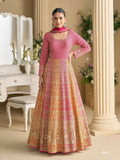 Anaita Peach Georgette Readymade Anarkali Suit with Embroidery Zarkan Work (Free Size) - Distacart