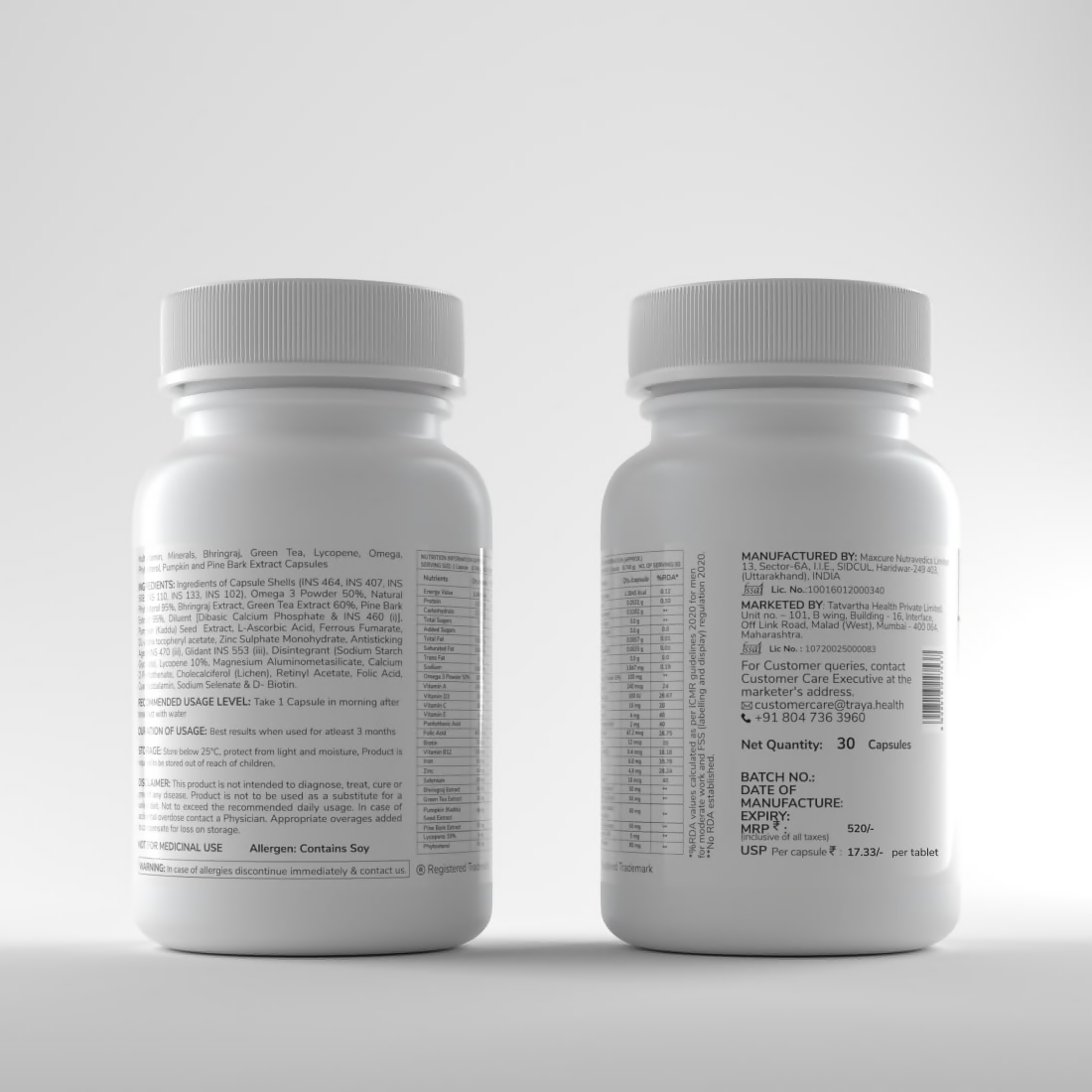 Traya Hair Vitamins with Biotin and Bhringraj Capsules - Distacart