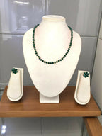 Inhanns Crystal Bloom – Single Line Necklace + Studs - Dark Green