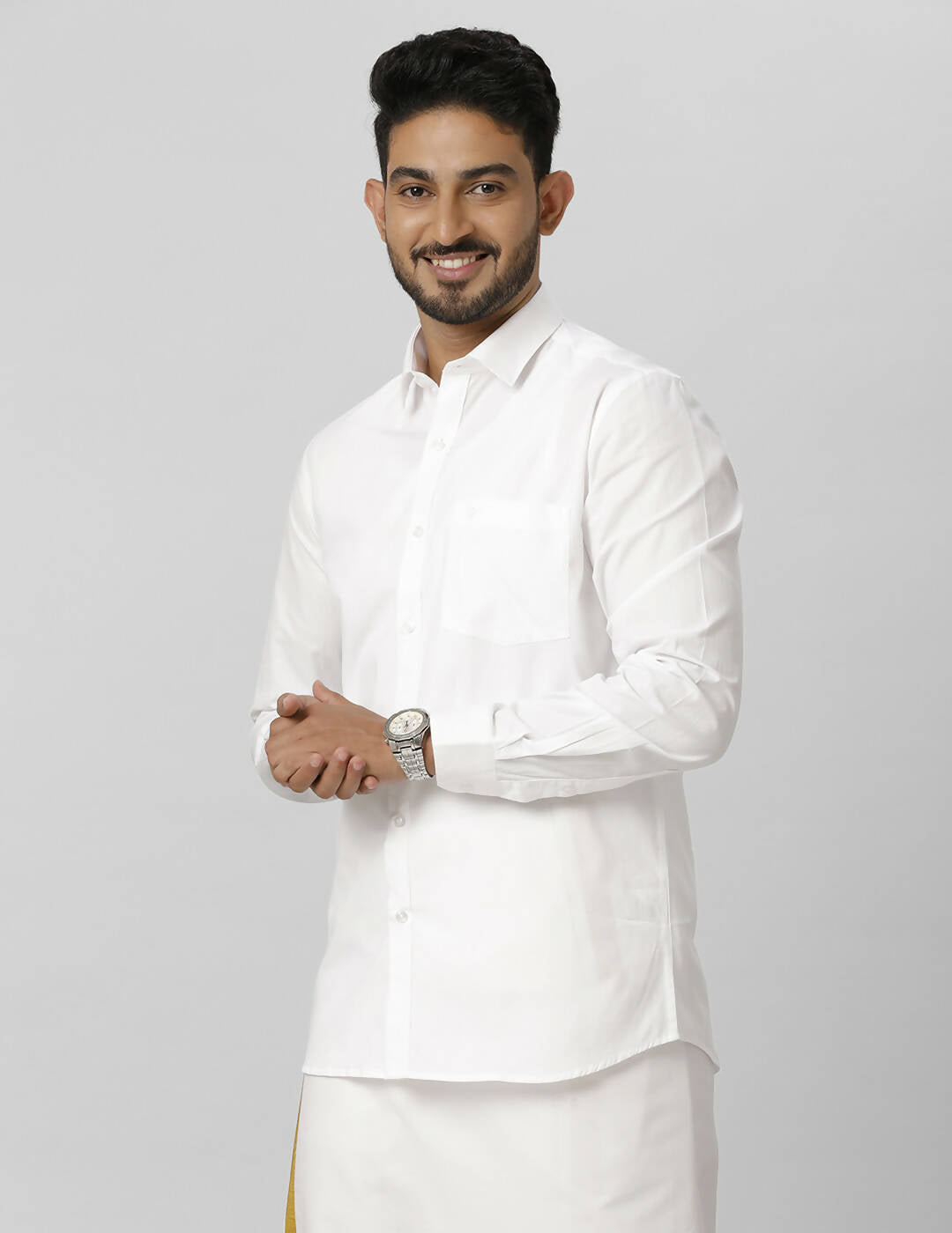 Ramraj Cotton Mens Fullsleeve White Shirt Pus Size