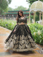 Lorenvalley Mahendi Rangoli Silk Heavy Sequins & Thread Embroidered work Lehenga Choli