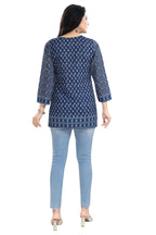Snehal Creations Bright Indigo Summer Cool Printed Short Kurti Tunic - Distacart
