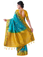 Mimosa Women's Turquoise Kanchipuram Silk Saree - Distacart