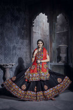 AI Fashion Black Art Silk Designer Navratri Lehenga Choli Collection